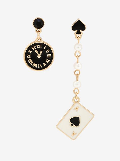 Lewis Carroll Alice In Wonderland Mismatch Earrings, Wonderland Aesthetic Outfit, Magic Earrings, Mismatch Earrings, Magical Jewelry, Mismatched Earrings, Lewis Carroll, Fantasy Jewelry, Girly Jewelry, Stud Earrings Set