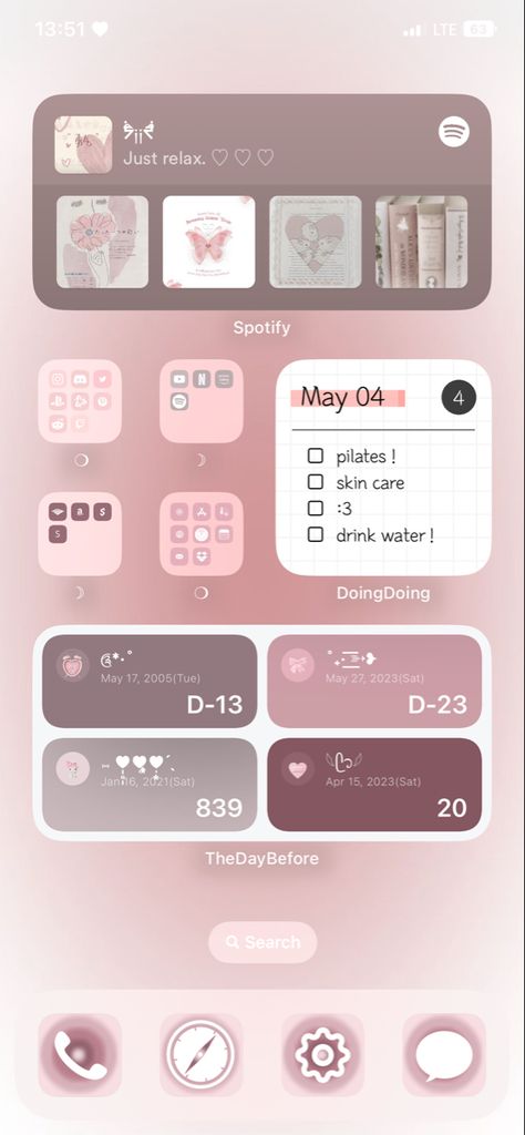 Useful Widgets, Pink Astestic Widgetsmith, Wallpaper Ideas Iphone Aesthetic, Cute Widgets Ideas, Iphone Widgets Ideas Pink, Cute Iphone Setup, Ios Aesthetic Layout, Iphone Widgets Aesthetic Pink, Iphone Customization Ideas Aesthetic