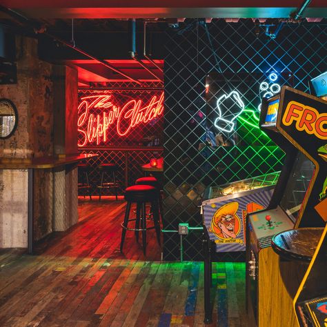 LA’S BEST SECRET BARS, AND HOW TO GET INTO ALL OF THEM Old Bowling Alley, Aesthetic Bar Club, Neon Bar Design, Grunge Bar, Arcade Bar, Underground Club, Secret Bar, Speakeasy Bar, Nightclub Design