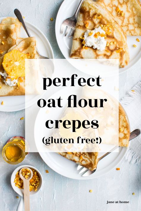 Pie, Essen, Crepes With Oat Flour, Gluten Free Dairy Free Crepes, Oat Flour Crepes Recipe, Gf Crepes Gluten Free, Oat Crepes Healthy, Oats Crepes Recipe, Crepes Gluten Free