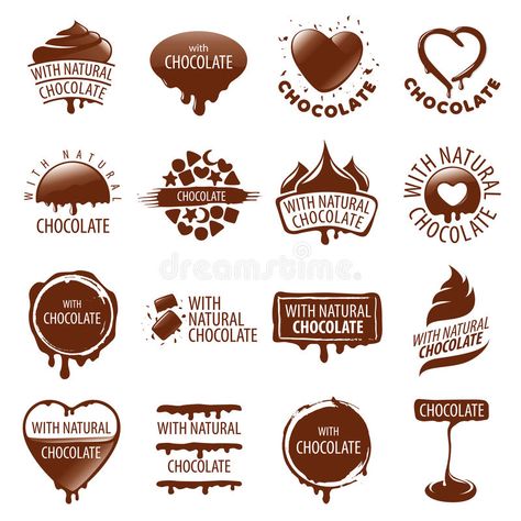 Set of vector logos chocolate stock illustration Chocolate Logo, Unusual Lamps, Cake Logo Design, Chocolate Design, Cake Logo, Bakery Logo, Bakery Logo Design, Chocolate Packaging, Candy Apple Red