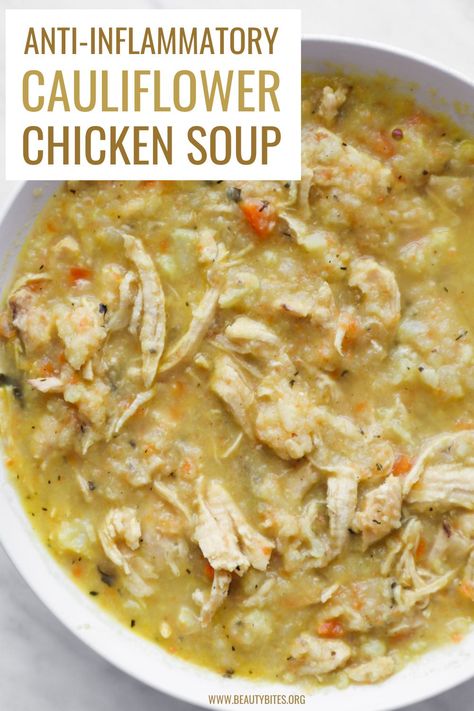 Keto French Recipes, Veg Healthy Recipes, Cauliflower Chicken Soup, Chicken Soup Easy, Cauliflower Chicken, Clean Eating Recipe, Healthy Dinner Idea, Endo Diet, Anti Inflammation Recipes