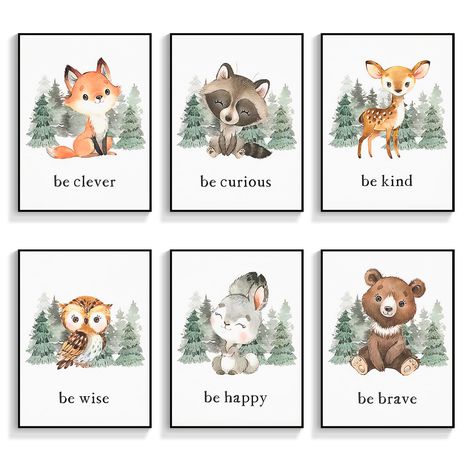 PRICES MAY VARY. 🦊【Notes】 For our forest animal nursery decor wall art sizes, it should be noticed that dimension of 8*10in and 12*16in are ONLY for cute animal posters content, animal print poster is wrapped and stretched in a wood frame and set in a black aluminum frame (Two Frames)to create an immersive 3D effect that makes the artwork look great. 🐇【Durable & High Quality】 Our animal pictures wall art motivational posters are made of high-quality canvas material to ensure durability. Baby a Woodland Pictures For Nursery, Forest Creature Nursery, Cricut Woodland Animals, Wilderness Nursery Theme, Sage Green Woodland Nursery, Baby Nursery Forest Theme, Forest Theme Baby Room, Forest Animal Nursery Girl, Nursery Ideas Forest