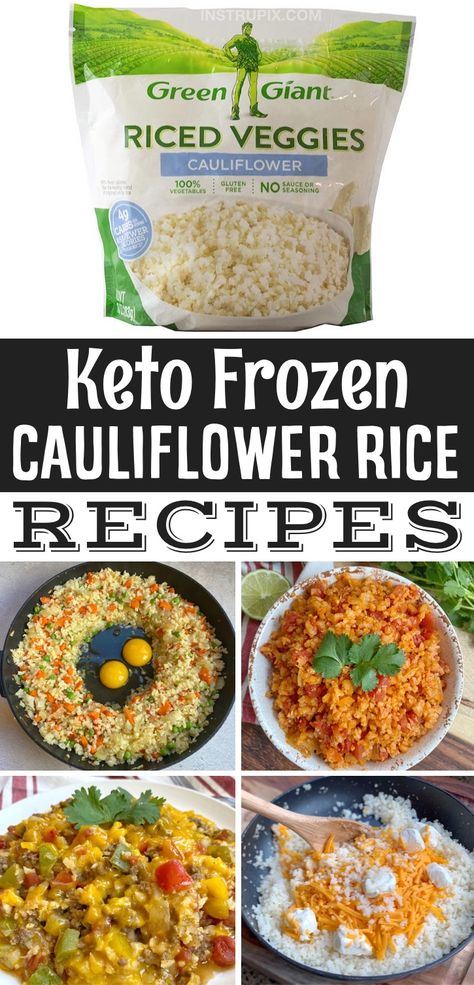 Easy Frozen Cauliflower Rice Recipes (Keto & Low Carb) Frozen Cauliflower Rice Recipes, Riced Califlower Recipes, Frozen Cauliflower, Califlower Recipes, Riced Veggies, Frozen Cauliflower Rice, Cauliflower Rice Recipes, Low Carb Sides, Low Carb Side Dishes