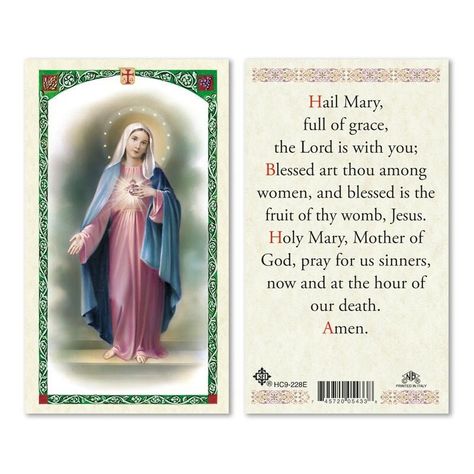 Hail Mary Laminated HC9-228E Immerse yourself in the serenity of the Hail Mary prayer with our enduring and visually captivating laminated card. Virgin Maria, Hail Mary Prayer, Prayers To Mary, Images Of Mary, Crown Of Thorns, Holy Mary, Prayers For Healing, Hail Mary, Pray For Us