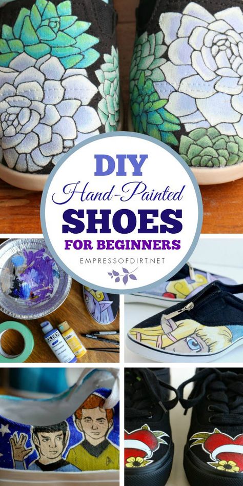 How to paint shoes shows the acrylic paint and art supplies needed to create your own designs on canvas shoes and sneakers. Patchwork, Sharpie Shoes Diy Ideas, How To Paint On Shoes, How To Paint Sneakers Diy, Decorating Canvas Shoes, Painting Converse Ideas, Diy Sneakers Paint, Painted Sneakers Diy, Diy Shoe Designs