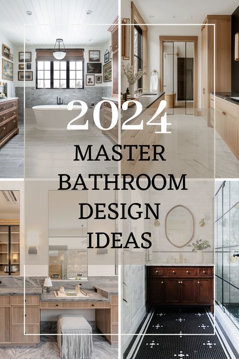 A master bathroom is the retreat of the home. Whether you have a small bathroom or a luxury bathroom, if you’re remodelling your bathroom in 2024, this guide has tons of designer inspiration and tips. Find trends on vanity, mirrors, lighting and more! In this blog post you’ll find inspiration for beautiful master bathrooms Bathroom Design Wood, Bathroom 2024, Bathroom Beautiful, Beautiful Master Bathrooms, Master Bath Design, Master Bath Renovation, Bathrooms Luxury, Timeless Bathroom, Bath Renovation