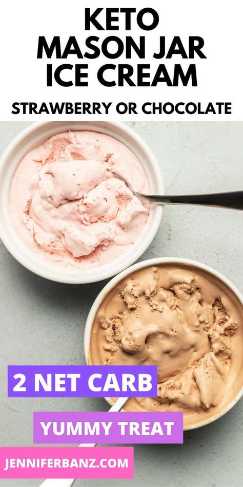 Mason Jar Ice Cream, Jar Ice Cream, Low Carb Ice Cream Recipe, Keto Friendly Ice Cream, Healthy Ice Cream Recipes, Keto Desert Recipes, Low Carb Ice Cream, Low Carb Drinks, Keto Ice Cream