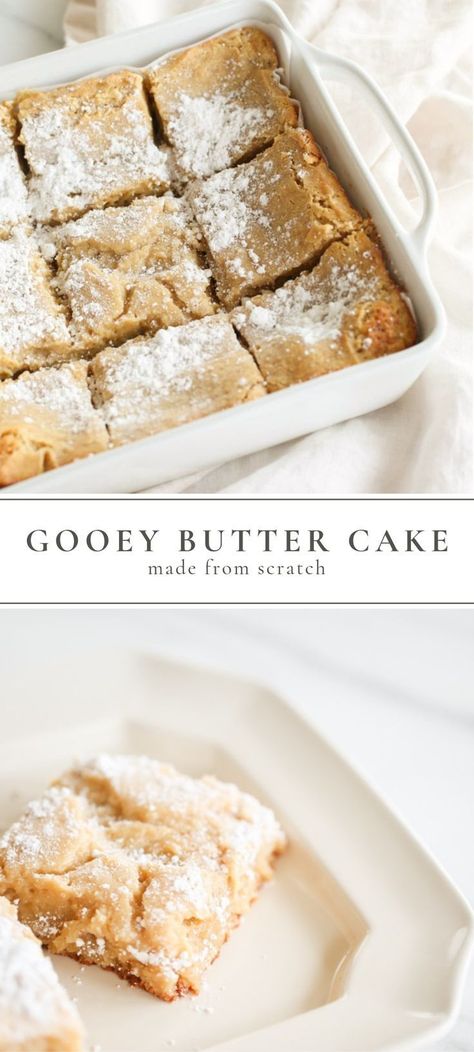 Essen, Quick Homemade Desserts, Gooey Butter Cake Recipe, Butter Cake Bars, Pear And Almond Cake, Ooey Gooey Butter Cake, Gooey Cake, Dessert From Scratch, Gooey Butter