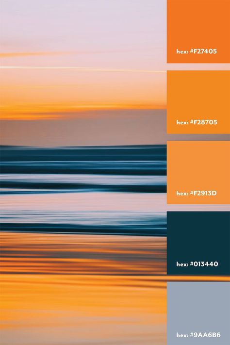 Orange, blue, grey color palette from an image of a sunset Blue Grey Color Palette, Gray Pallet, Orange Color Palette, Sunset Color Palette, Blue Grey Color, Orange Palette, New Paint Colors, Orange Color Palettes, Sunset Color