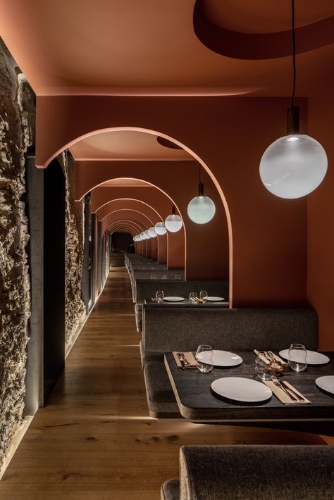 Gallery of Arches in Interior Design: 26 Projects that Reimagine the Classical Shape - 2 Middle Eastern Restaurant, Architecture Restaurant, Solid Brick, Modern Restaurant, Glass Facades, Restaurant Interior Design, Hospitality Design, Restaurant Interior, Cafe Bar