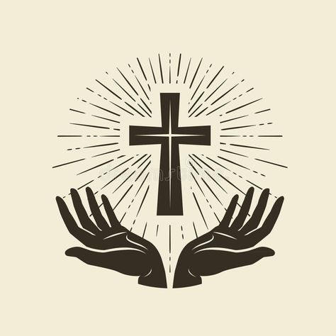 Christianity symbol of Jesus Christ. Cross, worship logo. Vintage vector illustration royalty free illustration Podcasts On Spotify, Church Logo Design, Christian Drawings, Christian Podcasts, Jesus Christ Cross, Christ Cross, Jesus Design, Cross Vector, Jesus Drawings