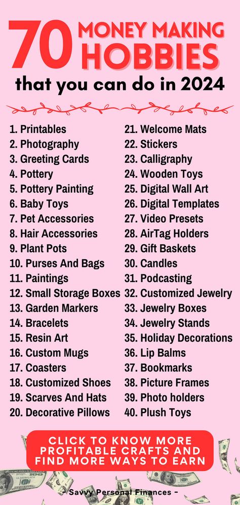 Here are the 70 most profitable crafts to sell online or offline. You’ll surely find the best projects to make money based on your skills. Money Making Hobbies, Money Making, Make Money, You Can Do, From Home, Hobbies, Money