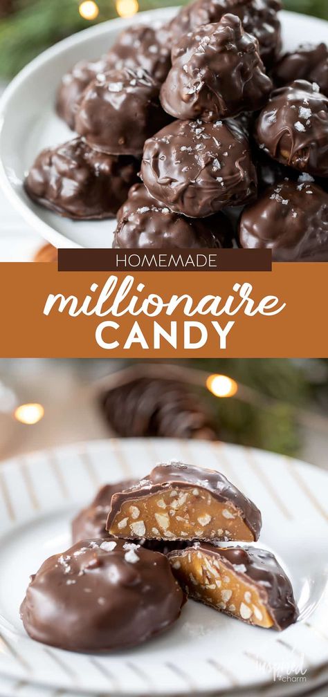 Recipes With Kraft Caramels, Home Made Candies, Millionaire Candy Recipe, Food For Gatherings, Millionaire Candy, Homemade Chocolate Candy Recipes, Caramel Candy Recipe, Homemade Candy Recipes, Divinity Candy