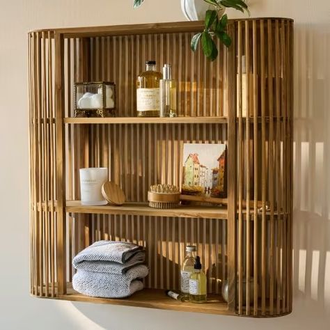 Bath Shop - Magnolia Wall Cabinet Bathroom Ideas, Small Powder Room Shelf Ideas, Bamboo Shelf Bathroom, Modern Over Toilet Storage, Bamboo Wall Shelves, Over The Toilet Shelf Ideas, Wooden Wall In Bathroom, Shelves Over Toilet Ideas, Small Bathroom Decor Wall Shelves