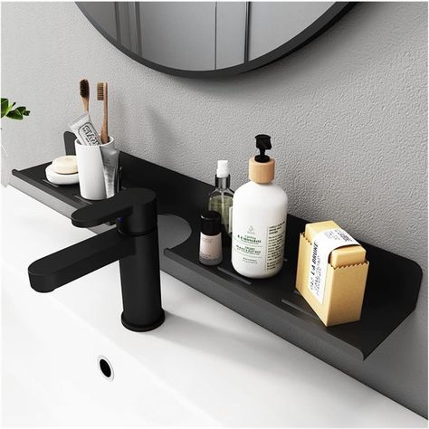 The Bathroom Shelf Is Made Of 4 Mm Acrylic Sheet. It Is Wide And Thick (Size: 23.5 Inch X 3.9 Inch X 0.19 Inch). So It Can Place More Things And Won't Break. Clear Acrylic Bathroom Shelves Are Designed With Drainage Holes So That The Top Of The Water-Stained Things Can Dry Faster. Over The Sink Shelf Bathroom, Sink Shelf Bathroom, Bathroom Sink Shelf, Over Sink Shelf, Over The Sink Shelf, Countertop Organization Kitchen, Acrylic Bathroom, Bathroom Countertop Organizer, Organize Bathroom Countertop