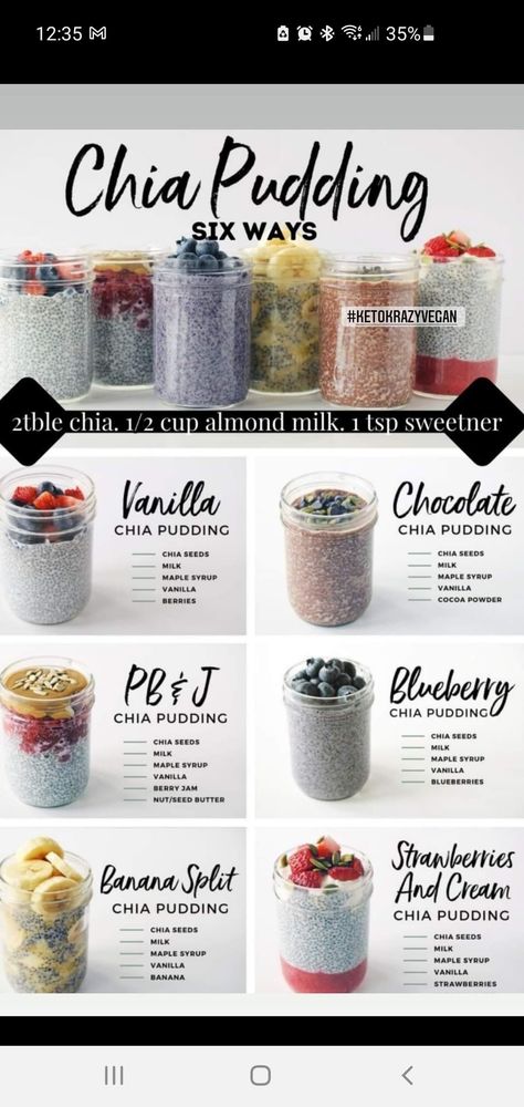 Essen, Keto Chia Seed Recipes, Recipes Chia Seeds, Chia Seed Pudding Almond Milk, Protein Chia Seed Pudding, Low Carb Easy Recipes, Vegan Chia Seed Pudding, Overnight Chia Seed Pudding, Vanilla Chia Seed Pudding