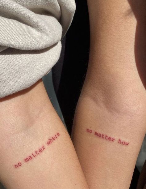 40 Tattoo Ideas with Meaning : No Matter Where vs No Matter How I Take You | Wedding Readings | Wedding Ideas | Wedding Dresses | Wedding Theme Minimal Tattoo Matching, Matching Word Tattoos Couples, Matching Minimal Tattoos, Km Tattoo, Mini Matching Tattoos Couples, Matching Tattoos Minimalist, Minimalist Tattoo Matching, Mi Amor Tattoo, Red Tatooes