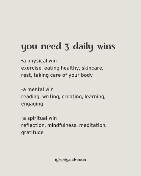 Can you check off all 3 today? ☑️🏆 (Daily wins, mental win, physical win, Monday, Monday motivation, Monday mindset, winner, winning, daily goals) Never Miss A Monday Motivation, 3 Wins A Day, Physical Goals Ideas, Winning Wednesday Motivation, 3 Daily Wins, You Make Time For Whats Important Quotes, Positive Health Quotes Motivation, Monday Intentions, Sunday Reminder Quotes