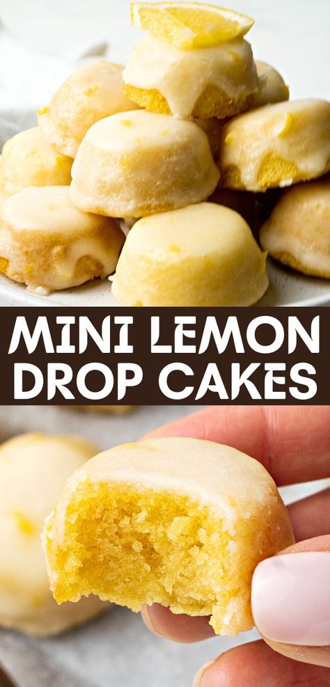 Mini Lemon Drop Cakes Pie, Small Lemon Cake, Lemon Bites Recipe, Small Lemon Cake Recipe, Lemon Cake Pops Recipe, Lemon Cake Bites, Lemon Bites, Mini Cooking, Drop Cake