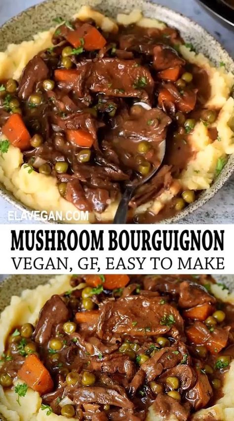 Vegan Recipes Dairy Free, Vegetarian Recipes Dinner Dairy Free, Healthy Comfort Food Vegetarian, Potato Recipes Vegan Dinners, Gluten Free Dairy Free Meat Free Recipes, Vegan Keto Gluten Free Recipes, Vegetarian Hearty Meals, Soy Recipes Vegetarian, Mushroom Bourguignon Vegan