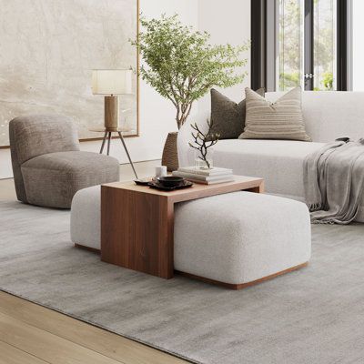 Elevate your living space with the Bennington Sliding Ottoman. Crafted with plush ivory boucle fabric and a sleek wood base, this 48" ottoman exudes modern luxury. Its deep cushioning invites you to sink in, offering both comfort and style. What sets it apart? Caster wheels ensure effortless mobility, allowing you to adapt your space with ease. But here's the ingenious twist: included is a 30" wooden coffee table top that effortlessly slides over, transforming it into a chic coffee table. This v Coffee Table Top, Chic Coffee Table, Inspire Me Home Decor, Ottoman Coffee Table, Ottoman Table, Wooden Coffee Table, Patio Furniture For Sale, Living Room Coffee Table, Coffee Table With Storage