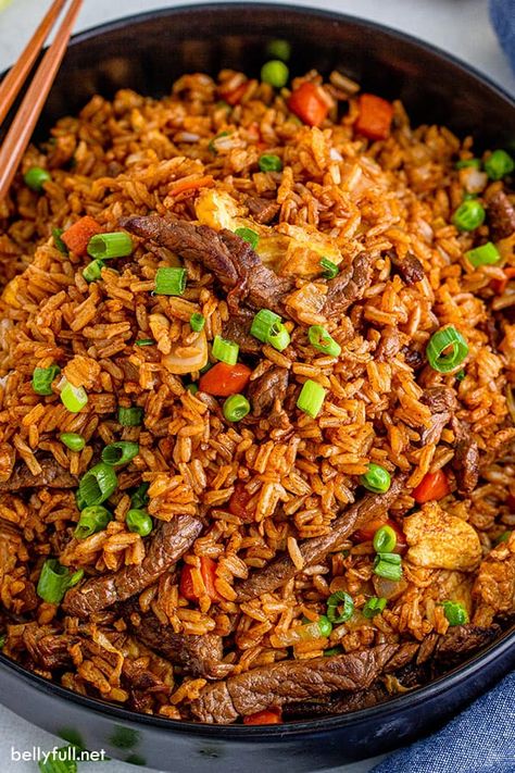 Beef Fried Rice Beef Fried Rice Recipe, Beef Fried Rice, Fried Rice With Egg, Easy Stir Fry Recipes, Beef Sauce, Beef Strips, Beef And Rice, Homemade Beef, How To Cook Rice