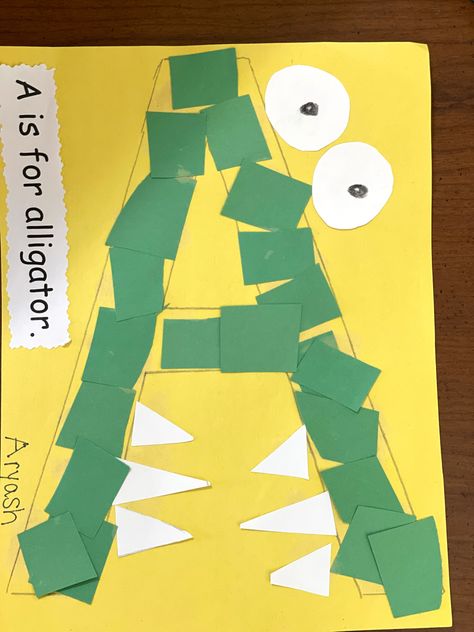 Alligator Craft For Preschool, Alligator Crafts Preschool, Preschool Letter I Crafts, Alligator Art Preschool, Alligator Crafts For Preschool, Crocodile Preschool Activities, Alligator Crafts For Toddlers, Letter A Toddler Activities, Alligator Activities For Preschool