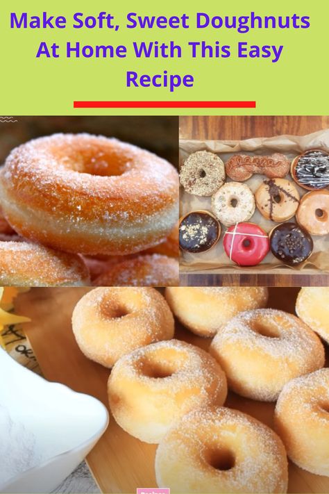 How To Make Fluffy Donuts At Home, How To Make Homemade Donuts Recipes, Diy Doughnuts Recipes, Easy At Home Snack Recipes, Making Doughnuts At Home, How To Make Easy Donuts At Home, Quick Easy Donut Recipe, Diy Donuts Recipe Easy, Diy Doughnuts Recipes Easy