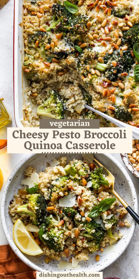 This healthy Broccoli Quinoa Casserole is creamy, cheesy, and comforting. Gluten free and plenty filling, enjoy this vegetarian casserole for a meatless dinner or make-ahead lunch. Easy Dinner Recipes Quinoa, Healthy Dinner Recipes Easy Vegetarian, Vegetarian Broccoli Rice Casserole, Veggie Dishes For Lunch, Easy Rice Dinners Vegetarian, Delicious Meatless Meals, Delicious Dinner Recipes Vegetarian, Quinoa Veggie Recipes, Healthy Vegetarian Gluten Free Recipes