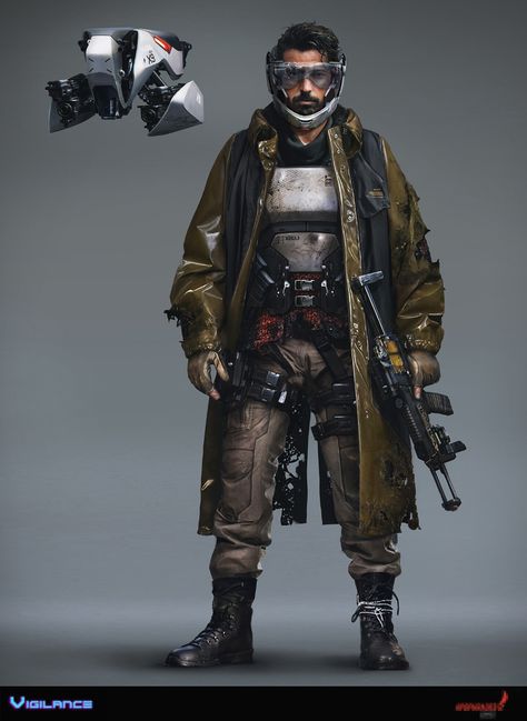 Bounty Hunter Concept Art, Steampunk Armor, Shadowrun Rpg, Art Cyberpunk, Cyberpunk Rpg, Star Wars Outfits, Star Wars Rpg, Arte Cyberpunk, Cyberpunk Character