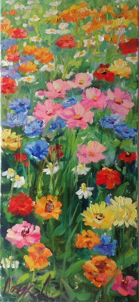 Natalia Nosyk - Paintings for Sale | Artfinder #oil #painting #OnCanvas #flower #yellow #original #drawing #summer #realistic #impressionistic Themes To Draw, List Of Themes, Flower Garden Drawing, Drawing Summer, Simple Oil Painting, Top Paintings, Oil Painting Background, Colorful Oil Painting, Oil Pastel Paintings