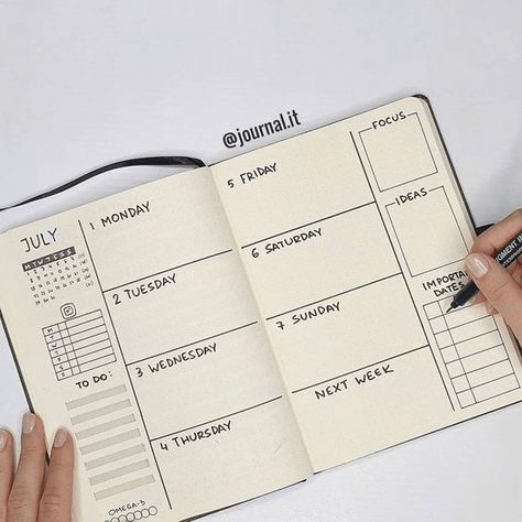 Pinterest Planner, Daily Bullet Journal, Bullet Journal Weekly Layout, Minimalist Bullet Journal, Bullet Journal Minimalist, Bullet Journel, Kalender Design, 달력 디자인, Bullet Journal 2020