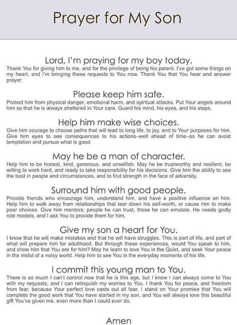 Most beautiful prayer for my son Prayer For Our Children, Prayer For Son, Prayer For My Son, Prayer For My Family, Prayer For My Children, Mom Prayers, Everyday Prayers, Prayers For Children, Prayer For Family