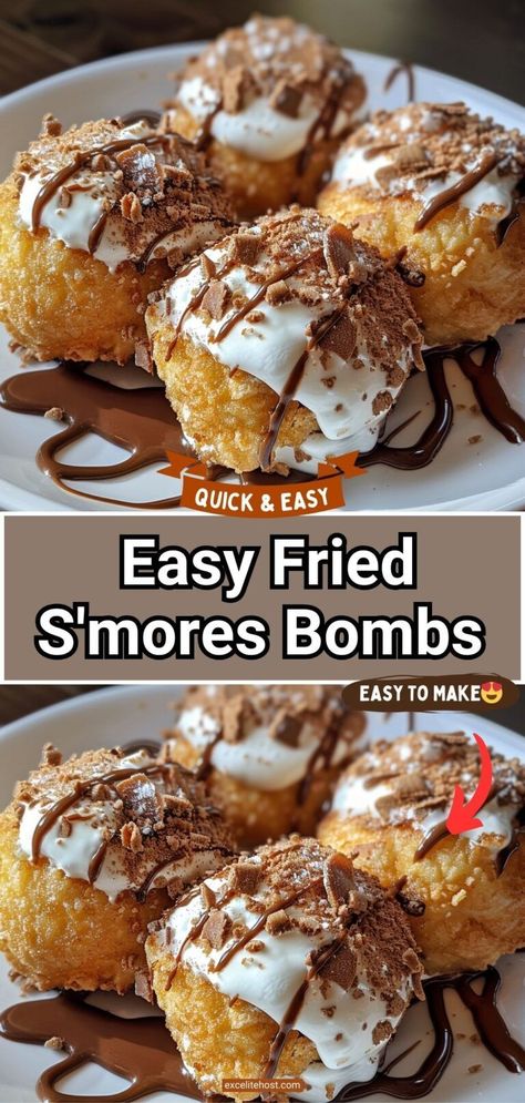 Welcome to the epitome of dessert indulgence! Today, we're diving into the delectable world of Fried S'mores Bombs. This recipe is a fusion of classic campfire treat meets crispy, golden perfection. Imagine the gooey goodness Pie, Smores Baking Ideas, Brown Bears Campfire, Fried Smores Recipes, S’mores Air Fryer Recipe, Different Ways To Make Smores, Easy S’mores Dessert, S’mores On The Grill, Deep Fried Smores Recipes