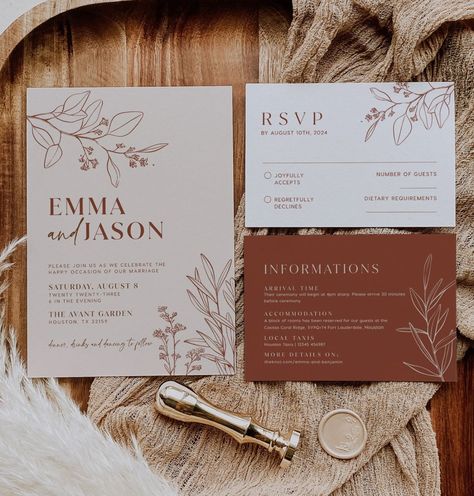 Save The Date Mariage, Boho Beige, Terracotta Wedding, Beige Wedding, Wedding Invitation Inspiration, Rustic Fall Wedding, Belly Band Invitation, Estilo Boho Chic, Invitation Floral