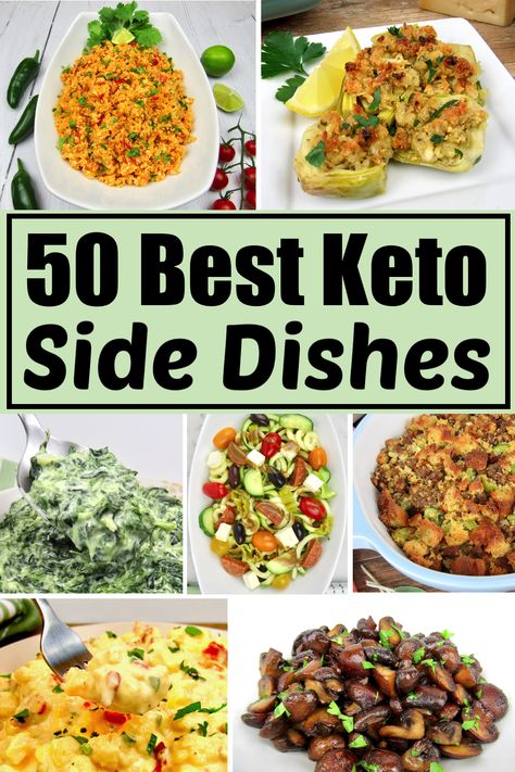 50 Best Keto Side Dish Recipes A collection of 50 of the best Keto friendly and Low Carb side dishes that you'll want to try! Pair your favorite protein with any of these recipes for a complete and satisfying meal! #bestketosides #lowcarbsides #easyketosides Carb Side Dishes, Keto Side Dish, Mushroom Side Dishes, Low Carb Side, Desayuno Keto, Comidas Keto, Keto Side, Recetas Keto, Diet Recipes Easy