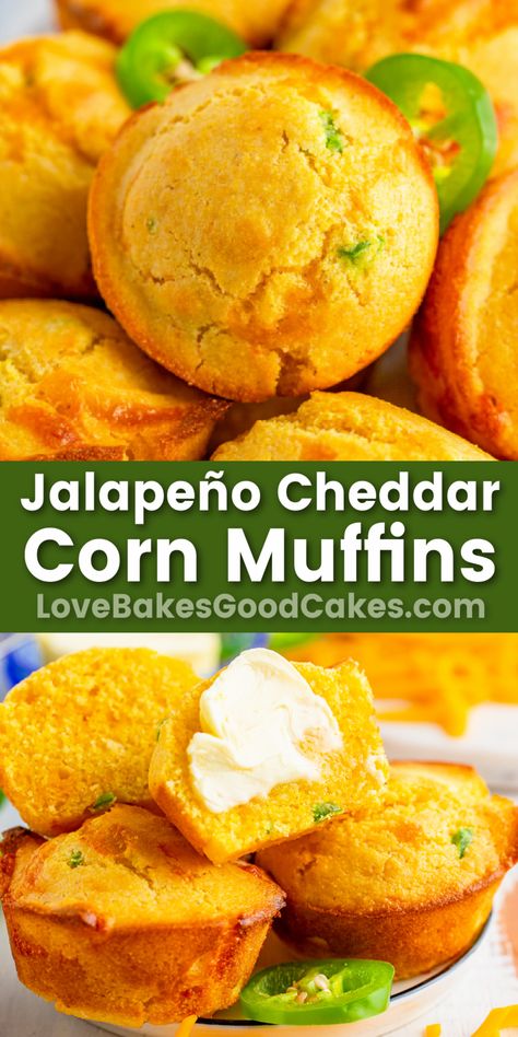 Jalapeño Cheddar Corn Muffins pin collage Moist Cornbread Muffins, Jalapeno Cheese Cornbread, Jalapeno Cheddar Cornbread Muffins, Jalapeno Corn Muffins, Corn Muffins Recipe, Jalapeno Cornbread Muffins, Sweet Cornbread Muffins, Cornbread Muffin, Cheddar Corn