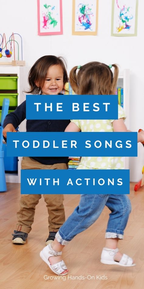 Two children dancing to music in the background with blue and white text that says The Best Toddler Songs with Actions. Montessori, Filler Activities For Preschool, Toddler Large Group Activities, Group Toddler Activities, Songs For Toddlers Circle Time, Transition Activities For Toddlers, Toddler Movement Activities, Action Songs For Toddlers, Circle Time Songs For Toddlers