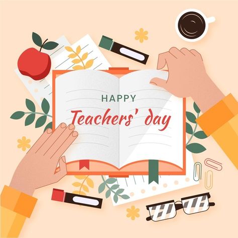 Teacher Illustration Cute, Education Illustration Design, Teachers Day Illustration, Events Illustration, Happy Teachers Day Message, Teachers Day Message, Teachers Day Drawing, Teacher Illustration, Teachers Day Celebration