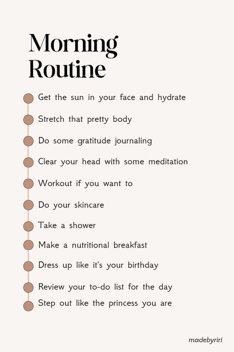 Try this easy morning routine Morning Routine For Healthy Life, Basic Morning Routine, Healthy Schedule Daily, Morning Routine Black Women, Clean Girl Morning Routine, Morning Routine Gym, That Girl Morning Routine, Esthetic School, Sahm Routine