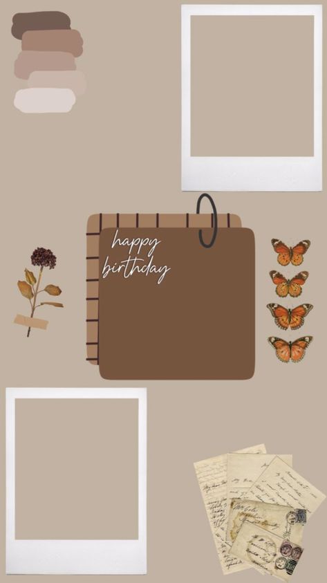 Birthday Collage Aesthetic, Aesthetic Happy Birthday, Birthday Polaroid, Lettering Happy Birthday, Kartu Ulang Tahun Diy, Happy Birthday Icons, Birthday Story, Birthday Templates, Wallpaper Happy