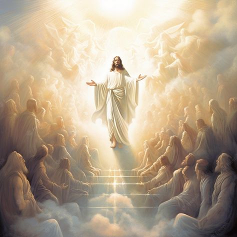 Ascension Of Jesus, Heaven Images, Jesus Crist, Heaven Pictures, Jesus Is Risen, Jesus Artwork, Jesus Christ Artwork, Heaven Art, Crucifixion Of Jesus