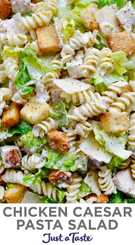 Chicken Caesar Pasta, Caesar Pasta Salad, Chicken Caesar Pasta Salad, Caesar Pasta, Salad Buah, Chicken Caesar, God Mad, Best Salad Recipes, Health Dinner