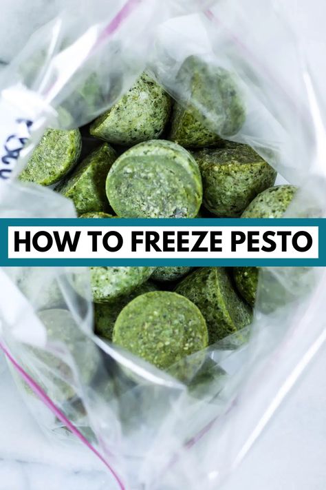 Basil Pesto Freezer Recipe, Essen, Pesto Recipe For Canning, Basil Pesto Canning Recipe, Pesto Recipe For Freezing, Freezing Pesto Ice Cubes, Freezing Pesto How To, Pesto For Freezing, How To Freeze Pesto Sauce