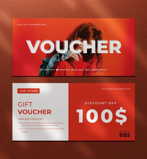 Voucher Design Template, Gift Voucher Design, Voucher Template, Voucher Design, Event Tickets, Banner Design Inspiration, Gift Card Design, Flyer Design Layout, Discount Vouchers