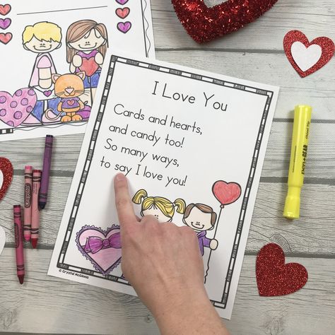 Valentine's Day Sight Word Poems for Shared Reading | Mrs. McGinnis' Little Zizzers Sight Word Poems, Pocket Chart Center, Valentines Poems, Valentines Day Poems, Shared Reading, New Readers, Pocket Chart, Reading Fluency, Sight Word