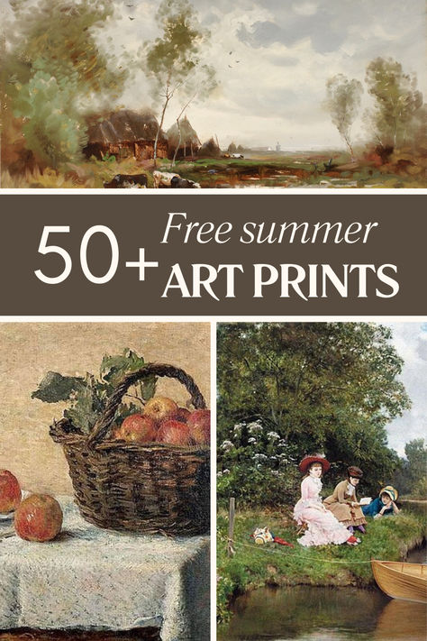 Summer art paintings Vintage Inspired Art Prints, Free Fine Art Printables, Free French Country Printables, Downloadable Art Prints Free, Vintage Wall Art Prints Free Printables, Free Printable Vintage Art, Public Domain Art Paintings, Free Vintage Art Printables, Free Pictures To Download