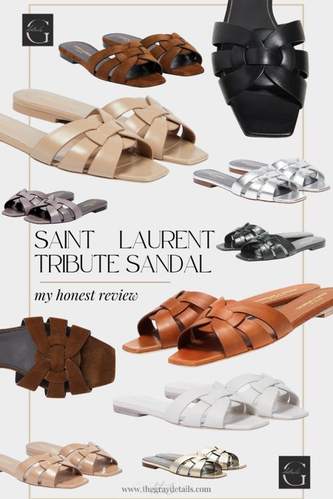 Saint Laurent Tribute Sandal Review, saint laurent sandals, summer sandals, sandal review, saint laurent Tribute Sandals Outfit, Saint Laurent Tribute Sandal, Ysl Tribute Sandals, Classy Style Inspiration, Sandal Outfits, Saint Laurent Sandals, Mules Outfit, Classic White Dress, Mode Instagram