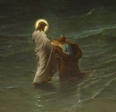 Gustave Brion, JESUS AND PETER ON THE WATER (JESUS ET PIERRE SUR LES EAUX ), 1863 | Gallery 19C Water, Jesus